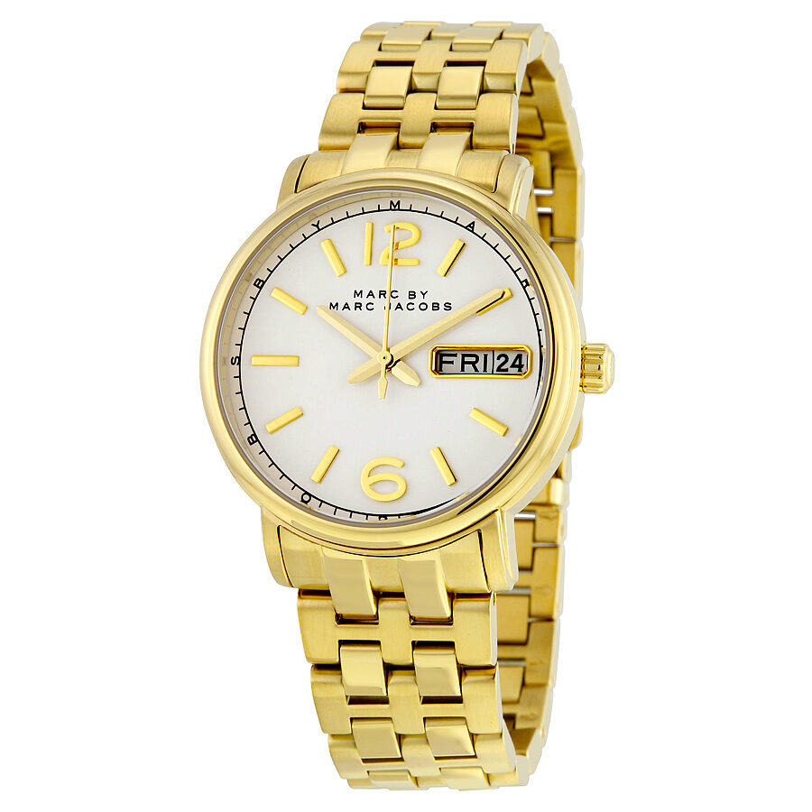 Marc Jacobs Fergus White Dial Gold Steel Strap Watch for Women - MBM8647 Buy Now By Marc Jacobs