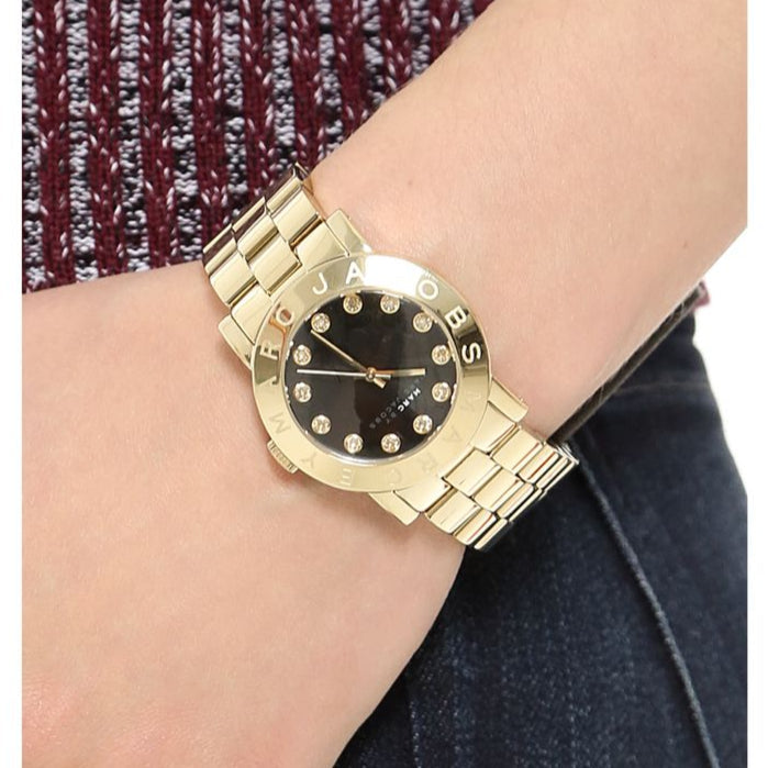 Marc Jacobs Amy Black Dial Gold Steel Strap Watch for Women - MBM3336 Buy Now By Marc Jacobs