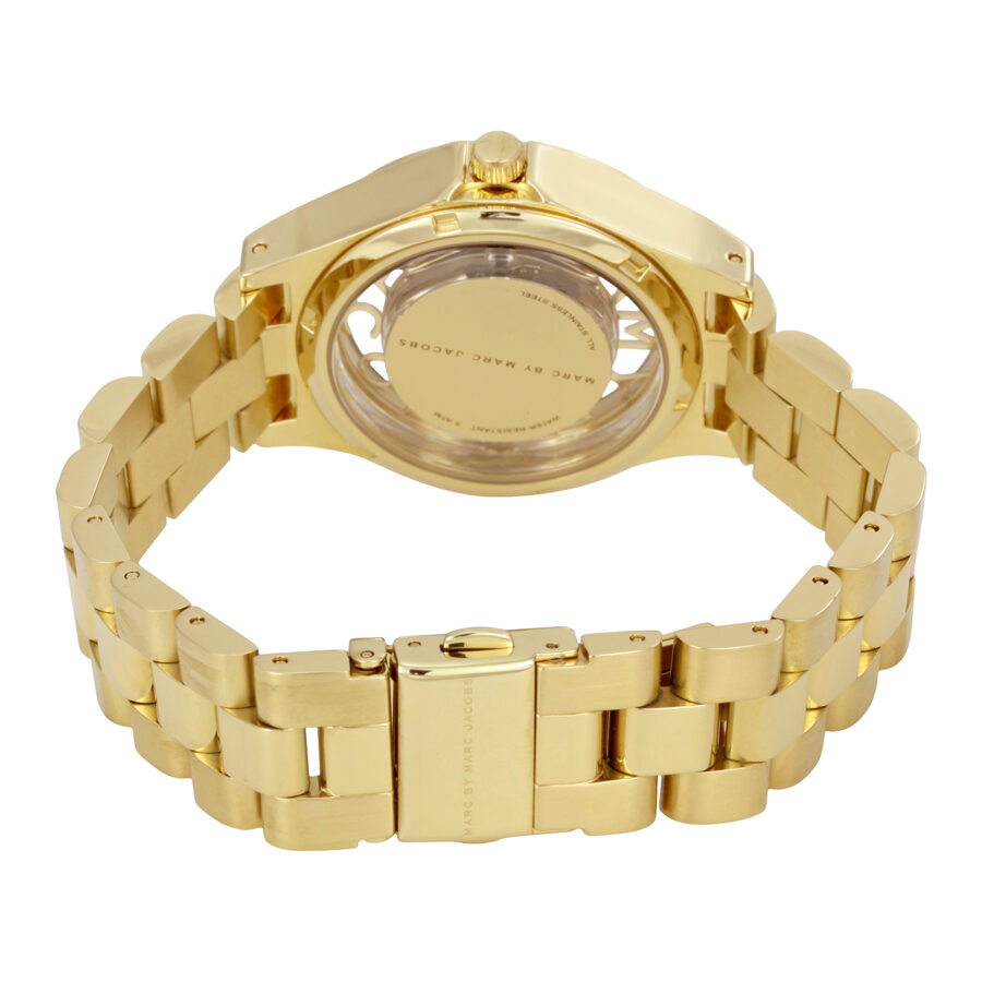 Marc Jacobs Henry Transparent Gold Dial Gold Steel Strap Watch for Women - MBM3338 Buy Now By Marc Jacobs