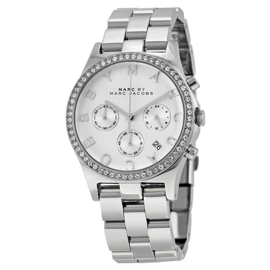 Marc Jacobs Henry Chronograph Silver Dial Silver Steel Strap Watch for Women - MBM3104 Buy Now By Marc Jacobs