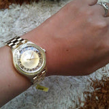 Marc Jacobs Henry Transparent Gold Dial Gold Steel Strap Watch for Women - MBM3338 Buy Now By Marc Jacobs