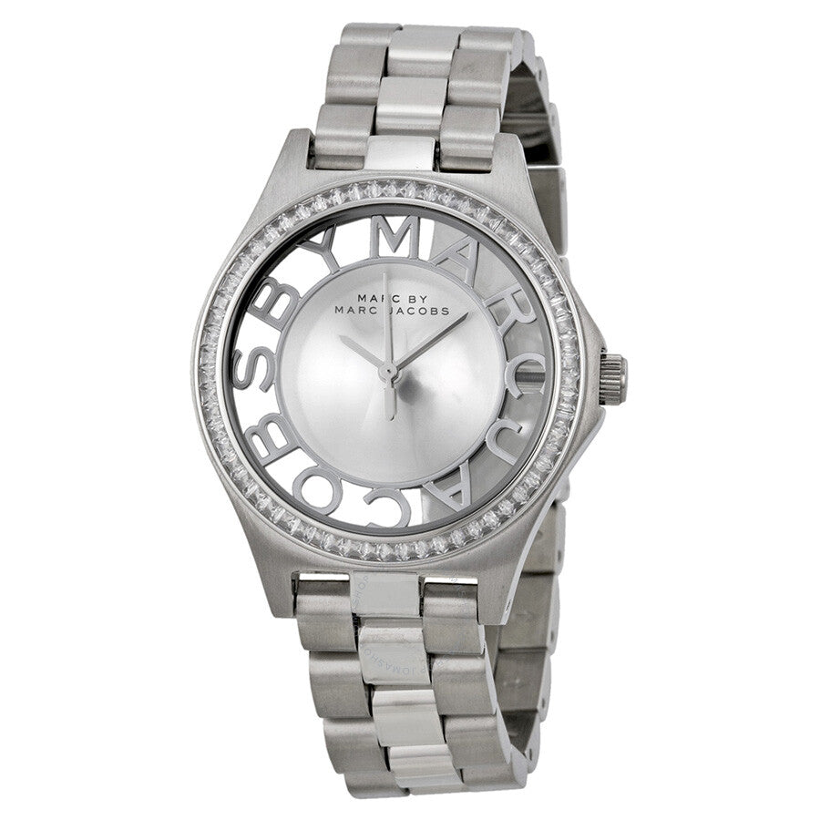 Marc Jacobs Henry Transparent Silver Dial Silver Steel Strap Watch for Women - MBM3337 Buy Now By Marc Jacobs
