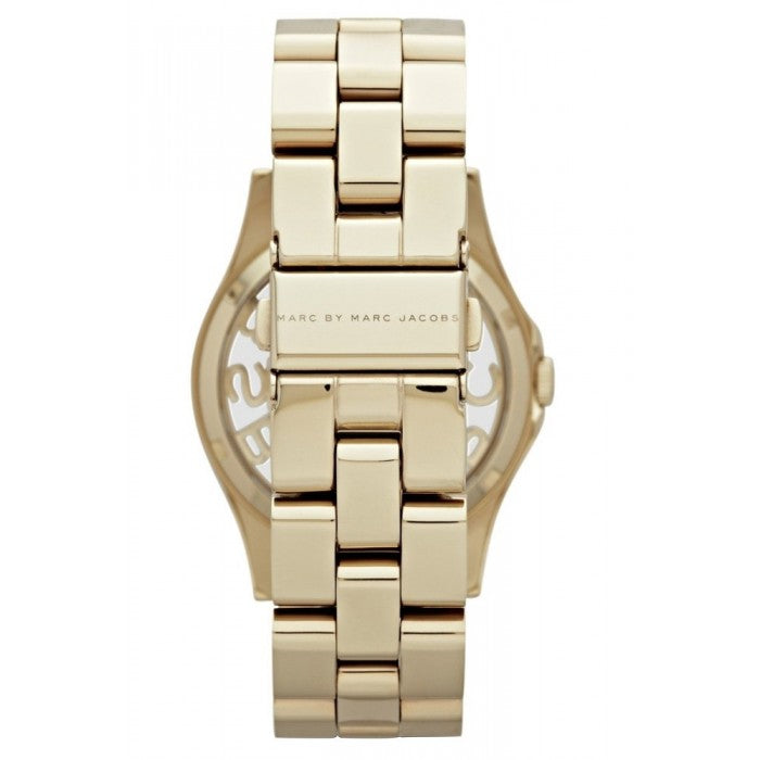 Marc Jacobs Henry Transparent Gold Dial Gold Steel Strap Watch for Women - MBM3206 Buy Now By Marc Jacobs