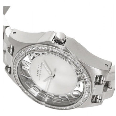 Marc Jacobs Henry Transparent Silver Dial Silver Steel Strap Watch for Women - MBM3337 Buy Now By Marc Jacobs