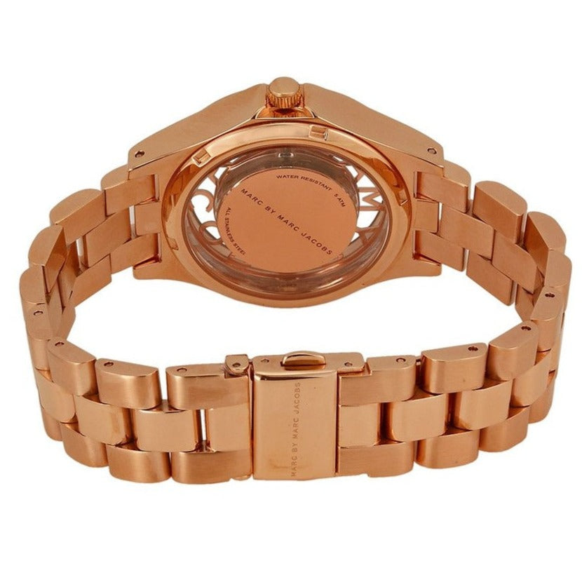 Marc Jacobs Henry Transparent Rose Gold Dial Rose Gold Steel Strap Watch for Women - MBM3339 Buy Now By Marc Jacobs