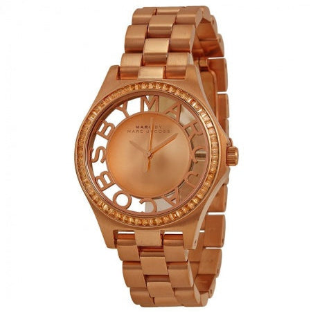 Marc Jacobs Henry Transparent Rose Gold Dial Rose Gold Steel Strap Watch for Women - MBM3339 Buy Now By Marc Jacobs