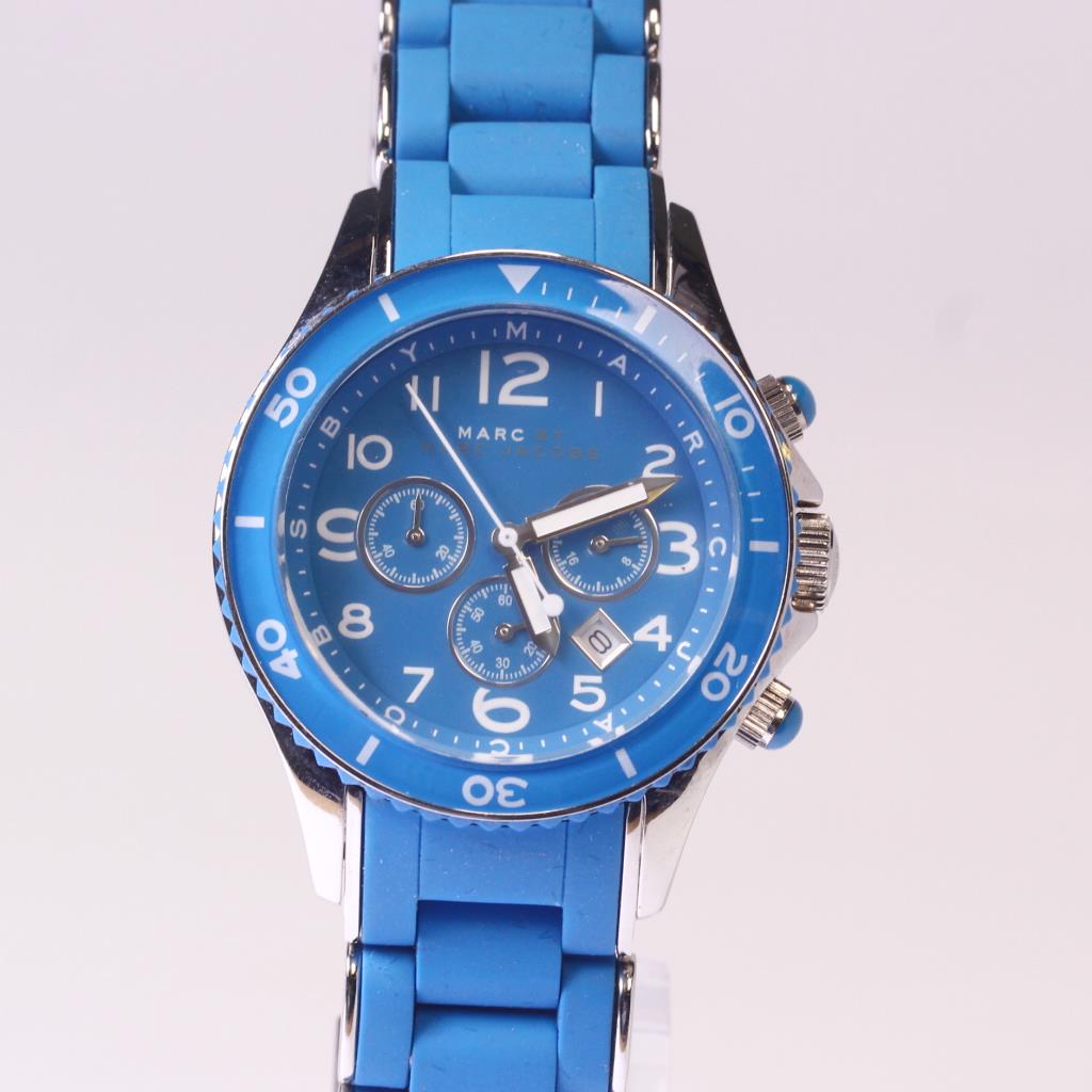 Marc Jacobs Rock Chronograph Blue Dial Blue Silicone Strap Watch for Women - MBM2575 Buy Now By Marc Jacobs