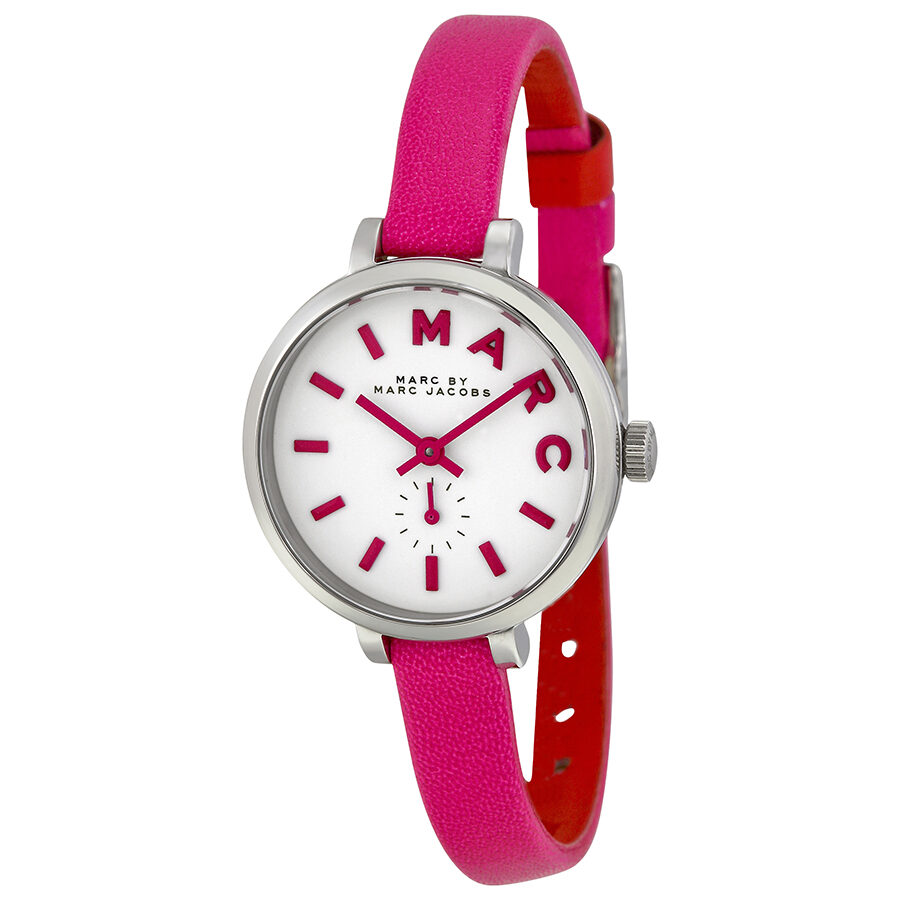 Marc Jacobs Sally White Dial Pink Leather Strap Watch for Women - MBM1353 Buy Now By Marc Jacobs
