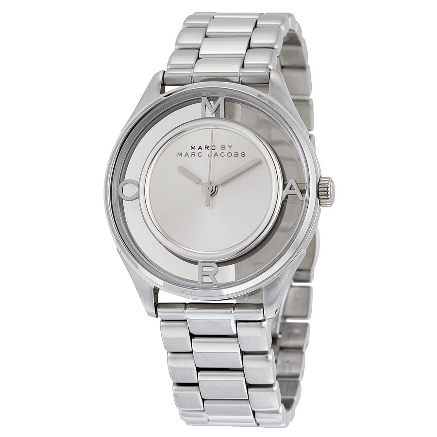 Marc Jacobs Tether Transparent Silver Dial Silver Steel Strap Watch for Women - MBM3412 Buy Now By Marc Jacobs