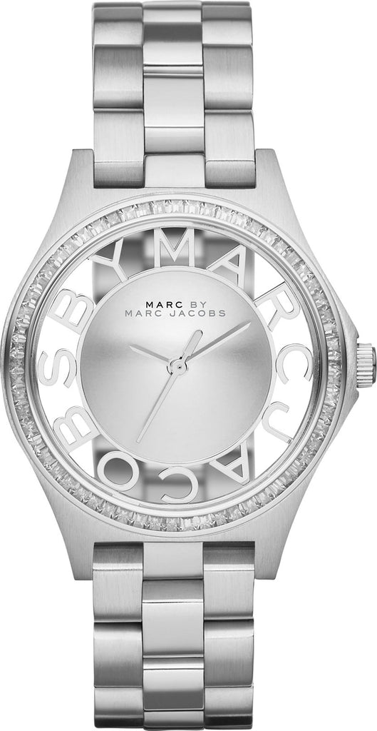 Marc Jacobs Henry Transparent Silver Dial Silver Steel Strap Watch for Women - MBM3337 Buy Now By Marc Jacobs