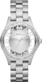 Marc Jacobs Henry Transparent Silver Dial Silver Steel Strap Watch for Women - MBM3337 Buy Now By Marc Jacobs