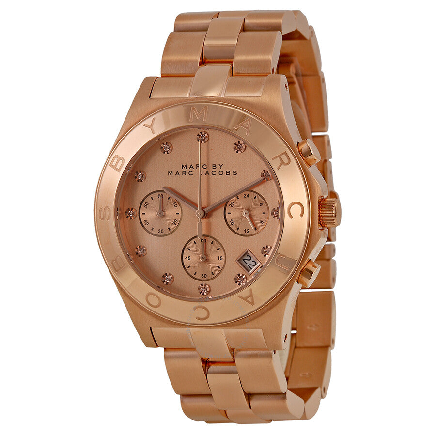 Marc Jacobs Blade Chronograph Rose Gold Dial Rose Gold Steel Strap Watch for Women - MBM3102 Buy Now By Marc Jacobs