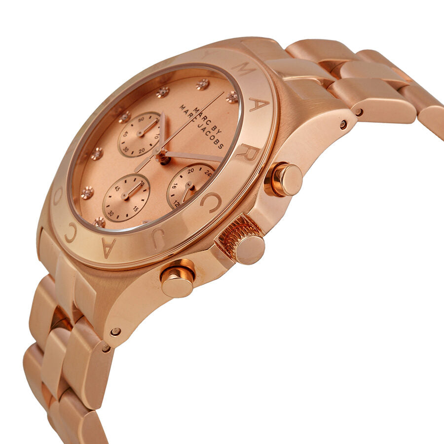 Marc Jacobs Blade Chronograph Rose Gold Dial Rose Gold Steel Strap Watch for Women - MBM3102 Buy Now By Marc Jacobs