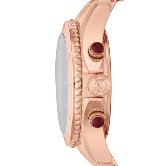 Marc Jacobs Rock Chronograph Mother of Pearl Red Dial Rose Gold Steel Strap Unisex Watch - MBM3251 Buy Now By Marc Jacobs