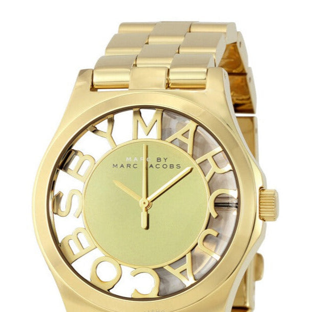 Marc Jacobs Henry Transparent Gold Dial Gold Steel Strap Watch for Women - MBM3206 Buy Now By Marc Jacobs
