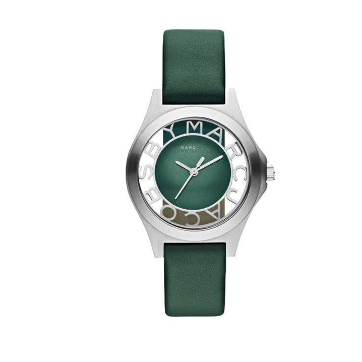 Marc Jacobs Henry Skeleton Green Dial Green Leather Strap Watch for Women - MBM1336 Buy Now By Marc Jacobs