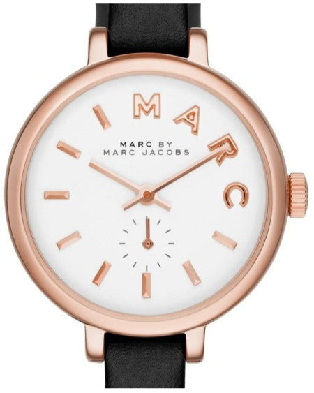Marc Jacobs Sally White Dial Black Leather Strap Watch for Women - MBM1352 Buy Now By Marc Jacobs