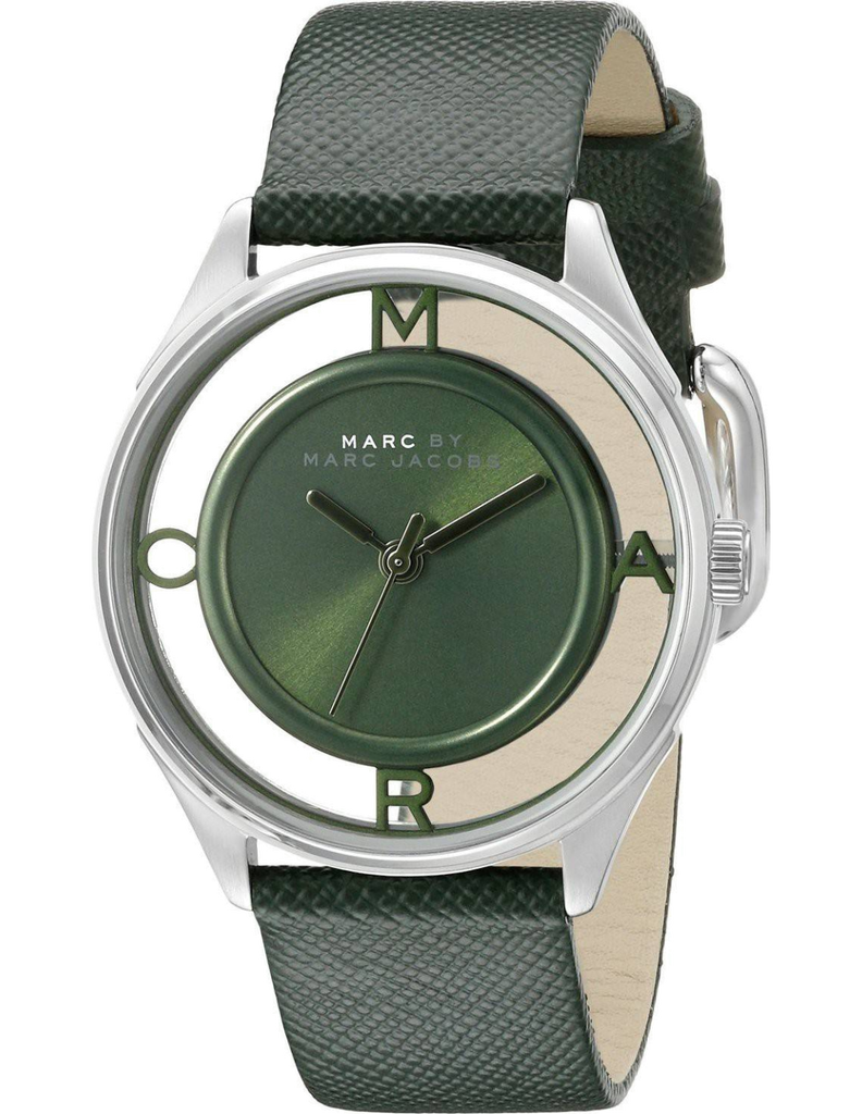 Marc Jacobs Tether Transparent Green Dial Green Leather Strap Watch for Women - MBM1378 Buy Now By Marc Jacobs