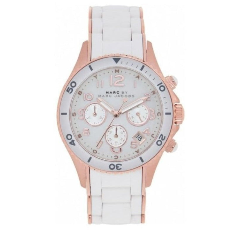 Marc Jacobs Rock Chronograph White Dial White Silicone Strap Watch for Women - MBM2547 Buy Now By Marc Jacobs