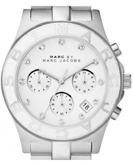 Marc Jacobs Blade Chronograph White Dial Silver Steel Strap Watch for Women - MBM3080 Buy Now By Marc Jacobs