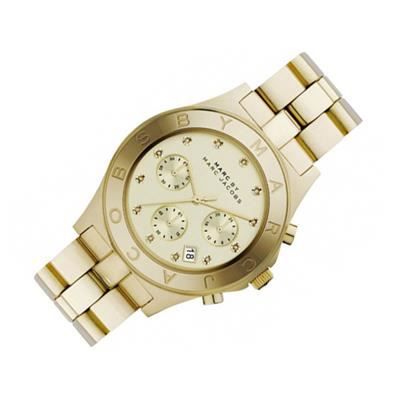 Marc Jacobs Blade Chronograph Gold Dial Gold Steel Strap Watch for Women - MBM3101 Buy Now By Marc Jacobs