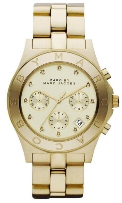 Marc Jacobs Blade Chronograph Gold Dial Gold Steel Strap Watch for Women - MBM3101 Buy Now By Marc Jacobs