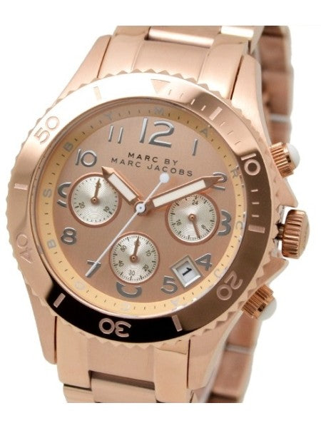 Marc Jacobs Rock Chronograph Rose Gold Dial Rose Gold Steel Strap Watch for Women - MBM3156 Buy Now By Marc Jacobs