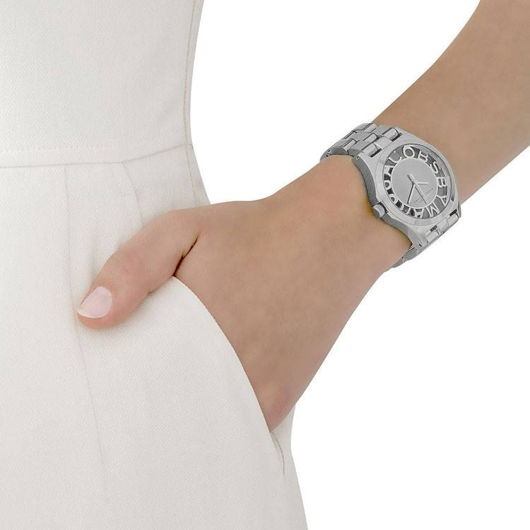 Marc Jacobs Henry Transparent Silver Dial Silver Steel Strap Watch for Women - MBM3205 Buy Now By Marc Jacobs