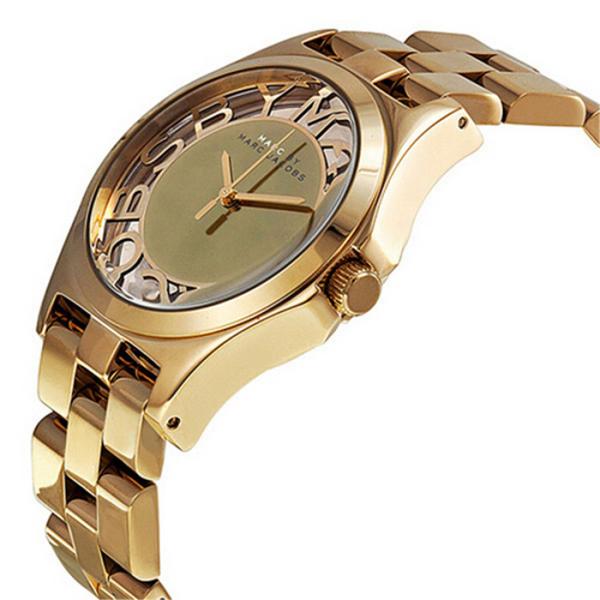 Marc Jacobs Henry Transparent Gold Dial Gold Steel Strap Watch for Women - MBM3206 Buy Now By Marc Jacobs