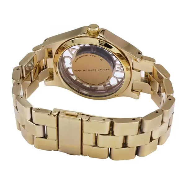 Marc Jacobs Henry Transparent Gold Dial Gold Steel Strap Watch for Women - MBM3206 Buy Now By Marc Jacobs