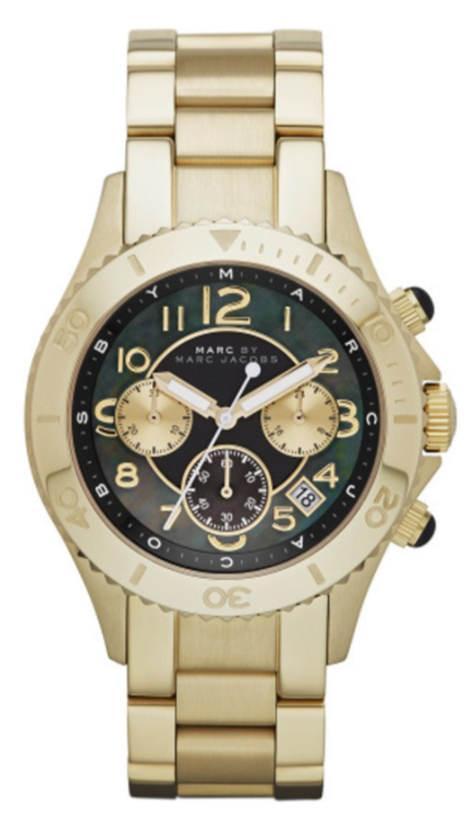 Marc Jacobs Rock Chronograph Black Dial Gold Steel Strap Watch for Women - MBM3253 Buy Now By Marc Jacobs