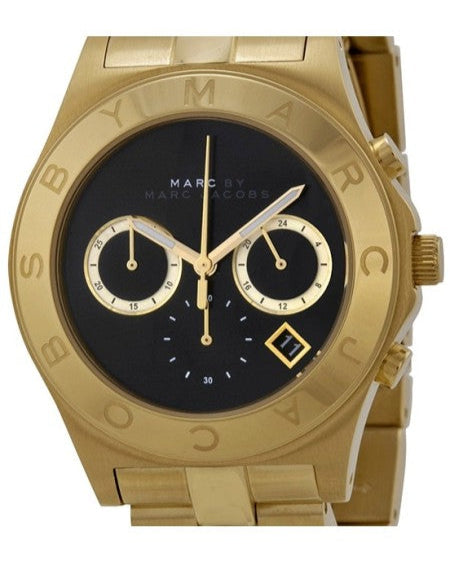 Marc Jacobs Blade Chronograph Black Dial Gold Steel Strap Watch for Women - MBM3309 Buy Now By Marc Jacobs