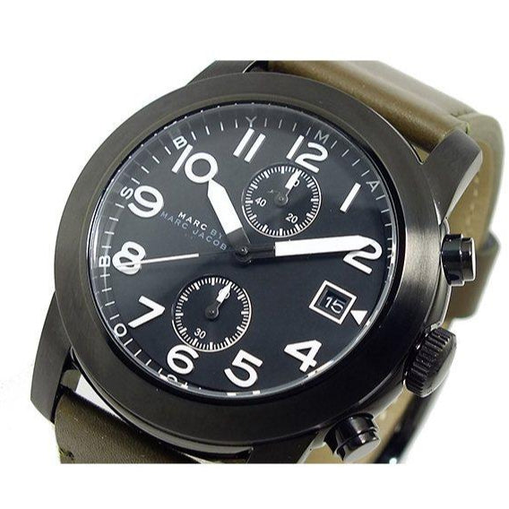 Marc Jacobs Larry Chronograph Black Dial Grey Leather Strap Watch for Men - MBM5034 Buy Now By Marc Jacobs