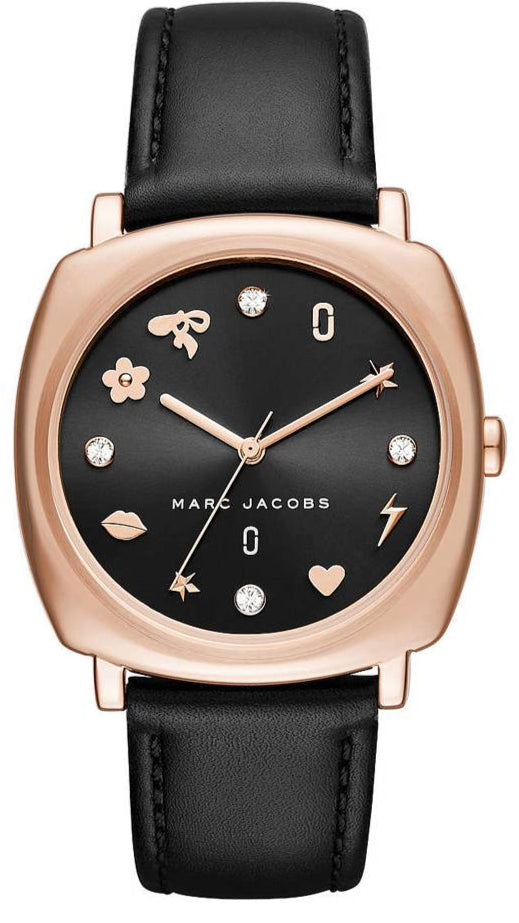 Marc Jacobs Mandy Black Dial Black Leather Strap Watch for Women - MJ1565 Buy Now By Marc Jacobs