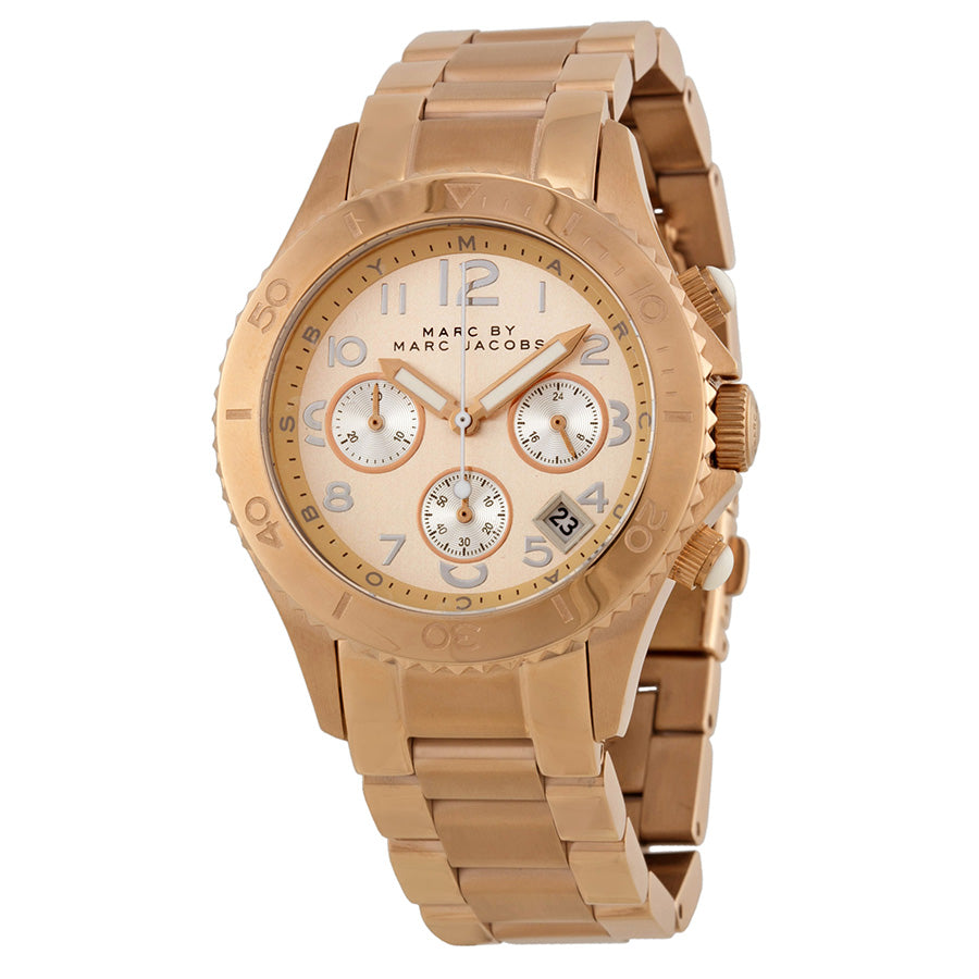 Marc Jacobs Rock Chronograph Rose Gold Dial Rose Gold Steel Strap Watch for Women - MBM3156 Buy Now By Marc Jacobs