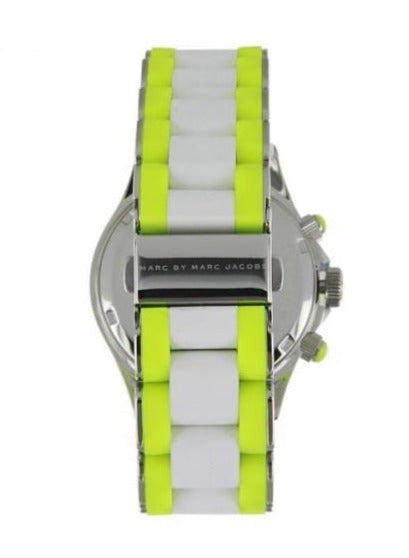 Marc Jacobs Rock Chronograph White Dial White & Green Silicone Strap Watch for Women - MBM2592 Buy Now By Marc Jacobs