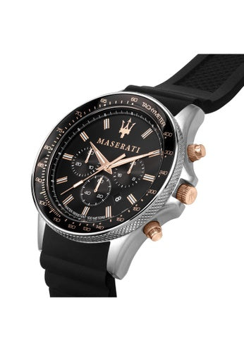Maserati SFIDA 44mm Black Silicon Chronograph Watch For Men - R8871640002 Buy Now By Maserati