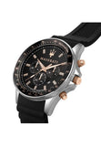 Maserati SFIDA 44mm Black Silicon Chronograph Watch For Men - R8871640002 Buy Now By Maserati