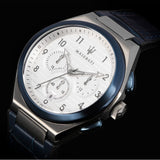 Maserati Triconic Chronograph White Dial Blue Leather Strap Watch For Men - R8871639001 Buy Now By Maserati