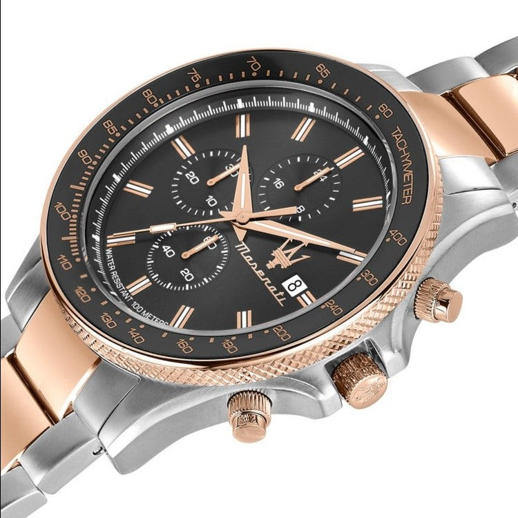 Maserati SFIDA Black Dial Two Tone Steel Strap Watch For Men - R8873640014 Buy Now By Maserati
