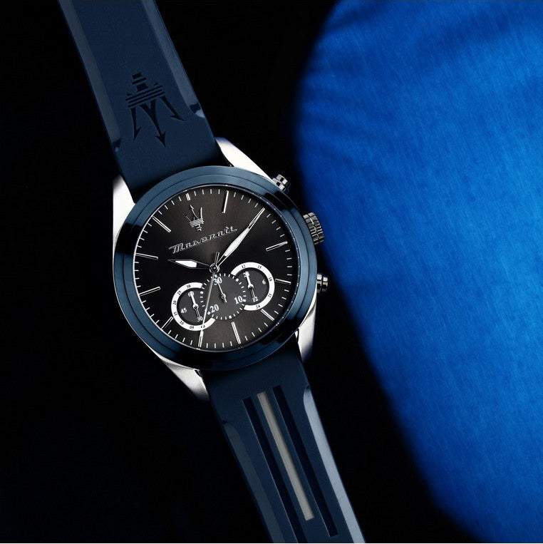 Maserati Traguardo Chronograph Blue Dial Black Silicone Strap Watch For Men - R8871612046 Buy Now By Maserati