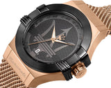 Maserati Potenza Classic Black Dial Rose Gold Mesh Bracelet Watch For Men - R8853108009 Buy Now By Maserati