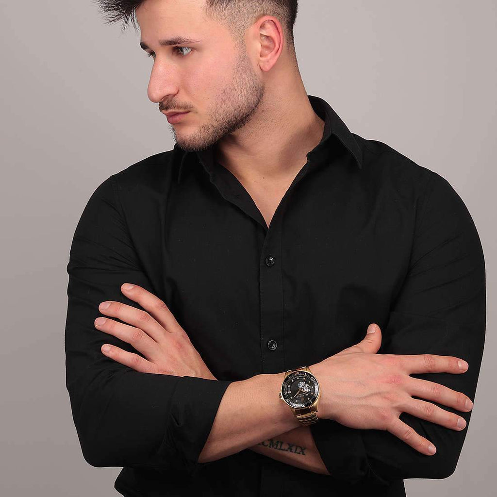 Maserati SFIDA Black Dial Yellow Gold Toned Stainless Steel Watch For Men - R8823140003 Buy Now By Maserati