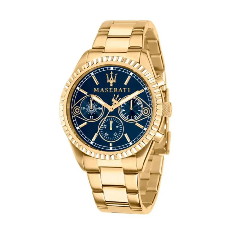 Maserati Competizione Chronograph Blue Dial Gold Steel Strap Watch For Men - R8853100026 Buy Now By Maserati