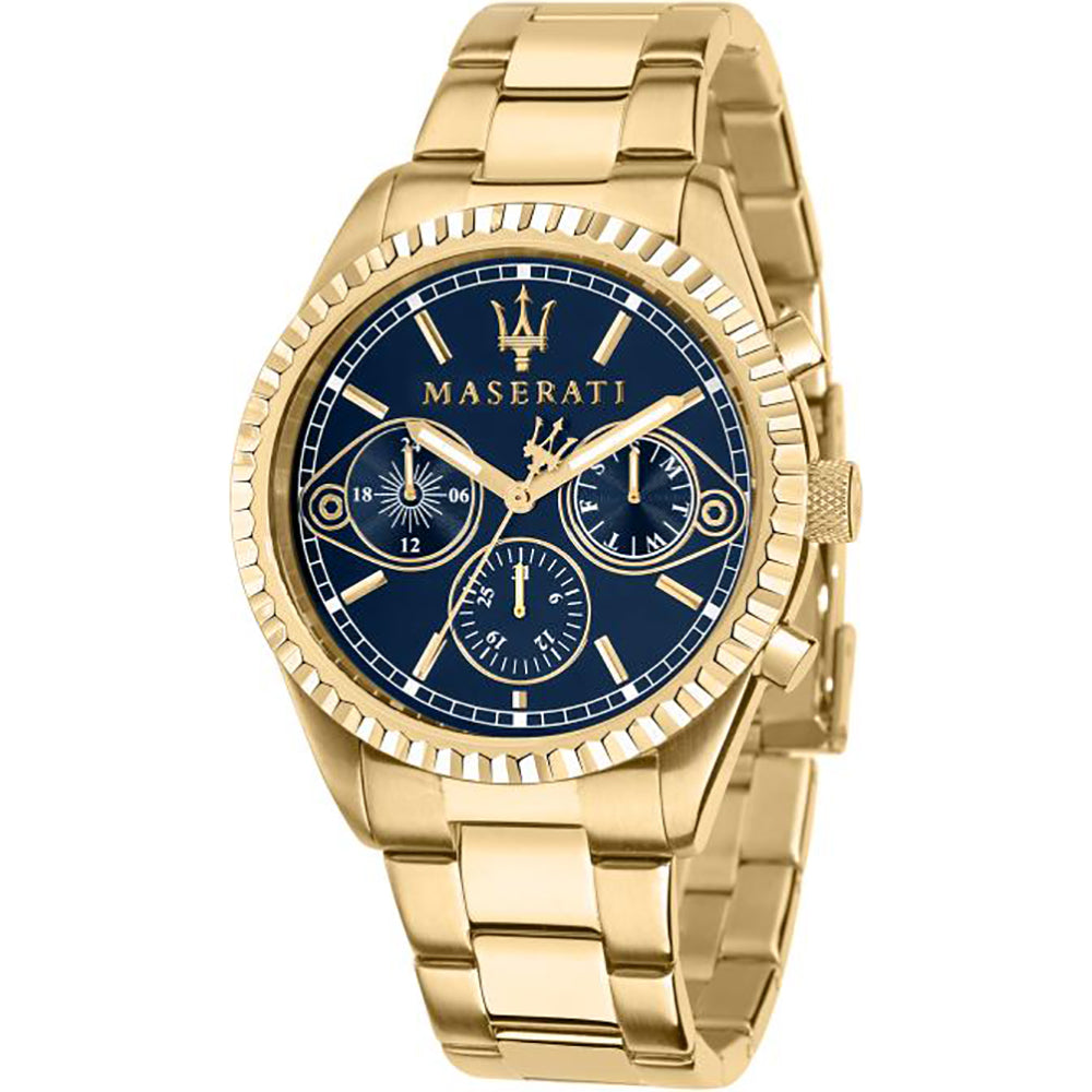 Maserati Competizione Chronograph Blue Dial Gold Steel Strap Watch For Men - R8853100026 Buy Now By Maserati