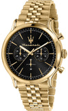 Maserati Epoca Chronograph Black Dial Gold Steel Strap Watch For Men - R8873618023