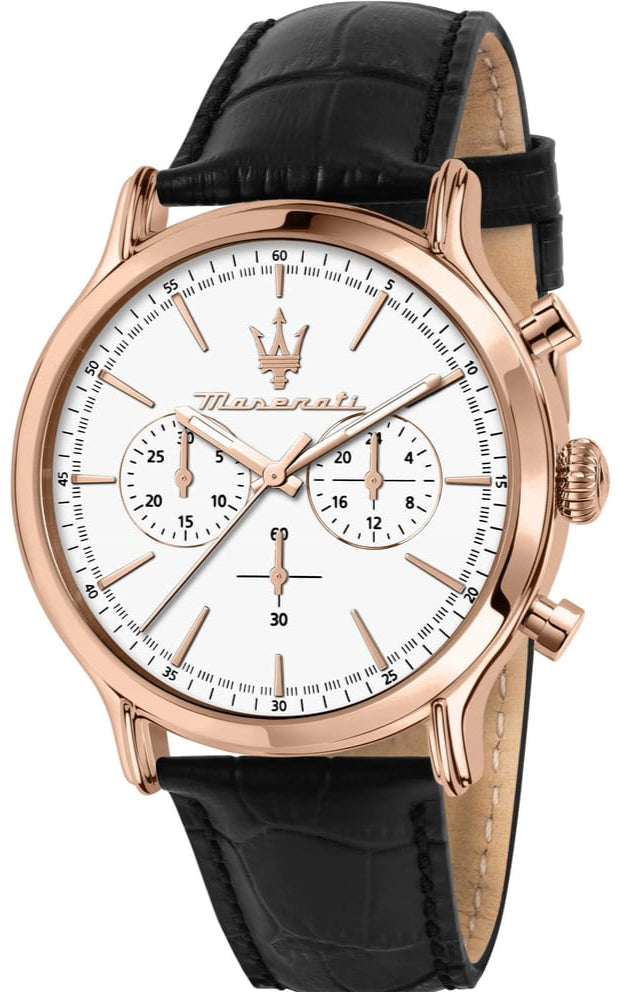 Maserati Epoca Chronograph White Dial Black Leather Strap Watch For Men - R8871618016 Buy Now By Maserati
