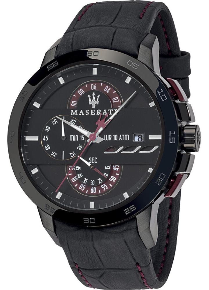 Maserati Ingegno Chronograph Black Dial Black Leather Strap Watch For Men - R8871619003 Buy Now By Maserati