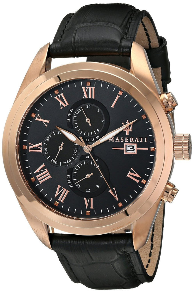 Maserati Traguardo Chronograph Black Dial Black Leather Strap Watch For Men - R8871612002 Buy Now By Maserati