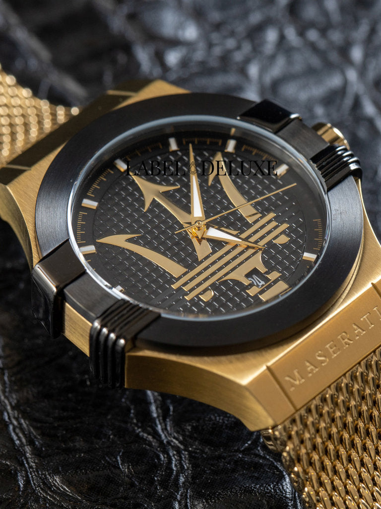 Maserati Potenza Quartz Black Dial Gold Mesh Bracelet Watch For Men - R8853108006 Buy Now By Maserati